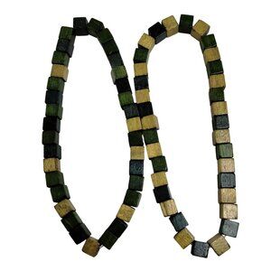 Anklets Large Bracelets Green Brown Wood Beachwear Spring Break Tropical 9 inch